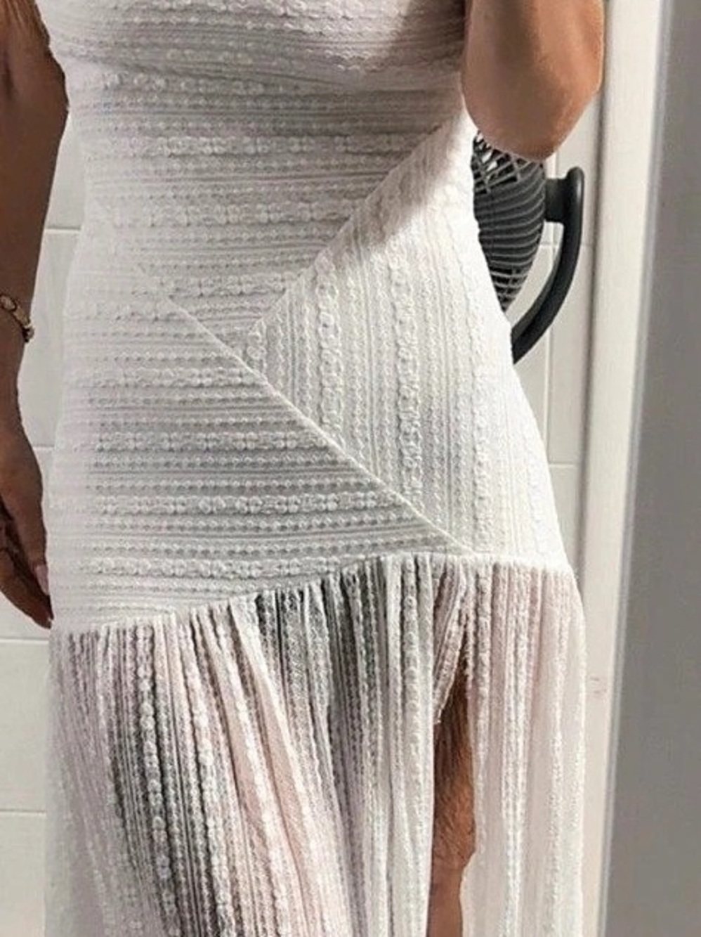ALTAR’D STATE Strapless Sweetheart Lace Midi Dress